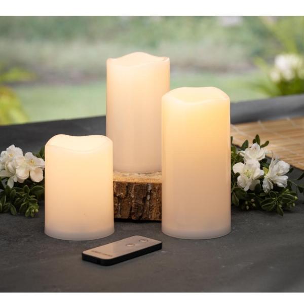 SET DE 3 VELAS LED IVORY CON CONTROL REMOTO