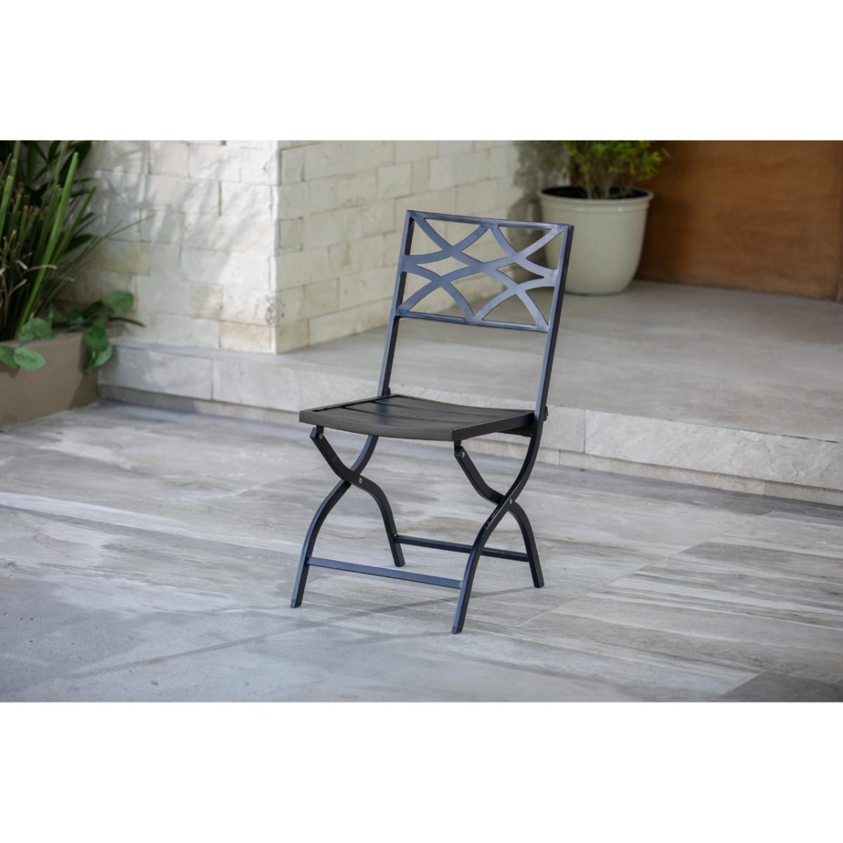 Silla plegable negra de metal