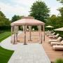 GAZEBO DE JARDÍN OCTAGONAL DE 4.01 M X 2.99 M CAFÉ