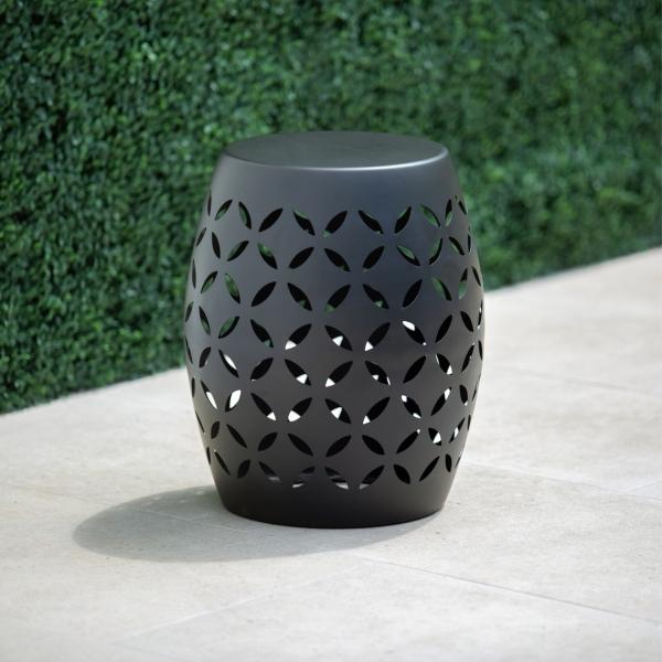 TABURETE DE JARDÍN METÁLICO NEGRO