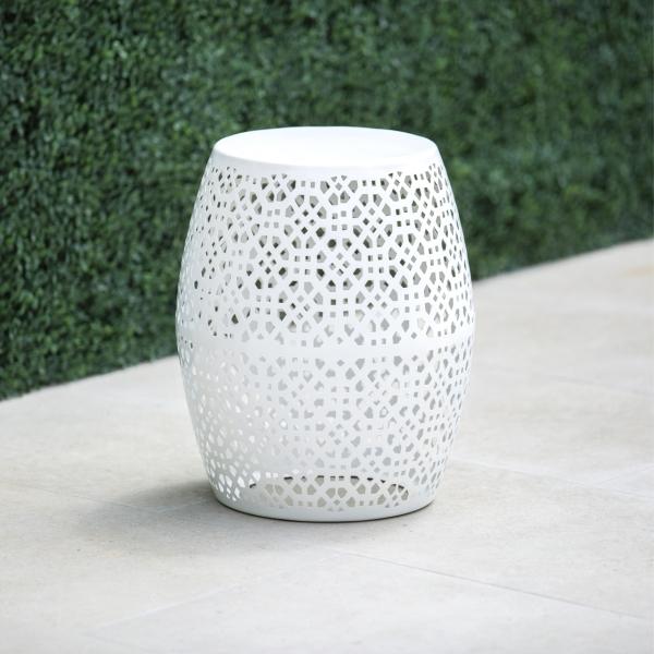 TABURETE DE JARDÍN METÁLICO BLANCO