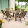 MESA RECTANGULAR 72X97CM VIDRIO Y ACERO CAFÉ