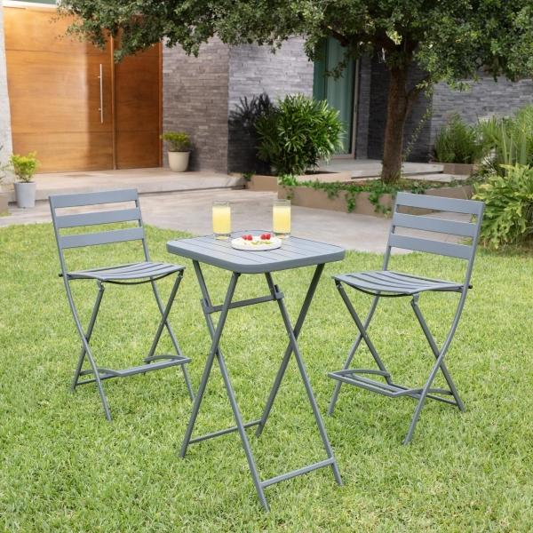 HIGH BISTRO 3 PIEZAS COOKS HILL METAL GRIS