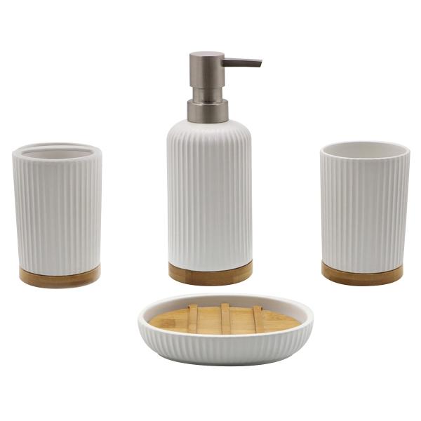 SET PARA BAÑO 4 PIEZAS CERÁMICO BLANCO