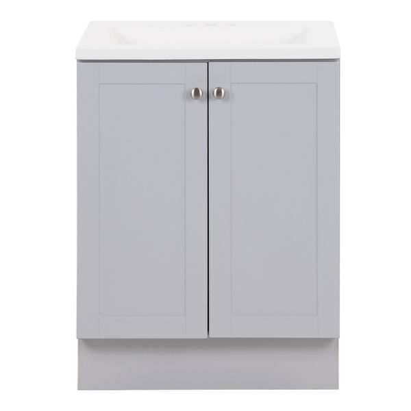 MUEBLE PARA BAÑO DE PISO YERELI 24" GRIS MDF TERMOFORMADO CON LAVABO