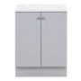 MUEBLE PARA BAÑO DE PISO YERELI 24" GRIS MDF TERMOFORMADO CON LAVABO