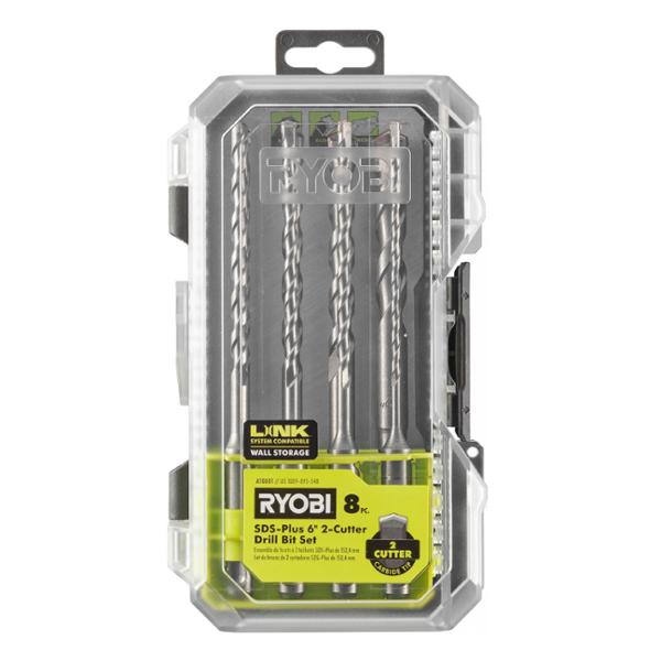 SET DE BROCAS DE 2 CORTADORES SDS PLUS RYOBI (8 PIEZAS)