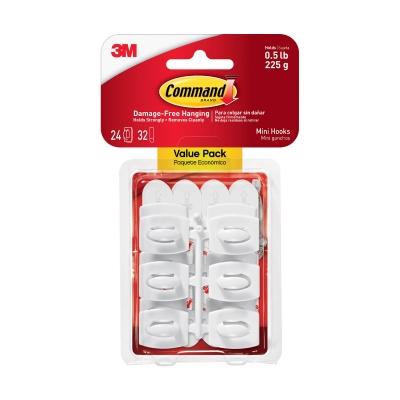 COMMAND PACK GANCHO BLANCO MINI, 24 GANCHOS, USO INTERIORES