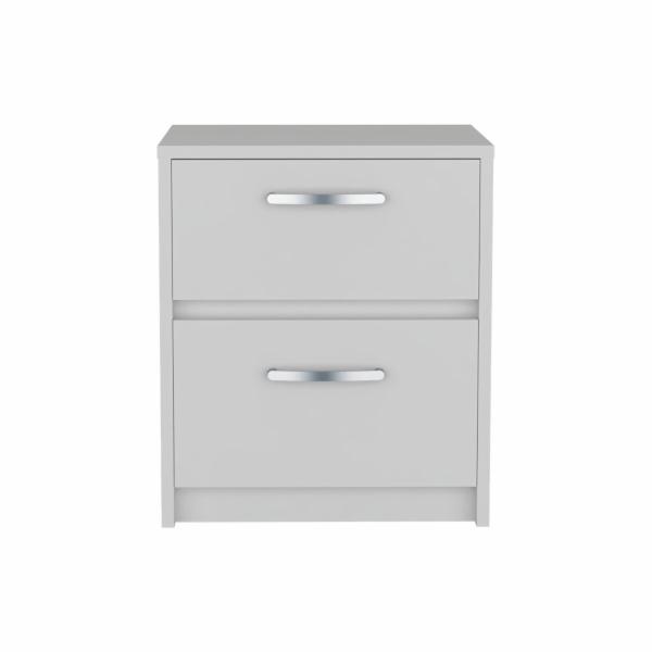 MESA DE NOCHE ARGENTO BLANCO