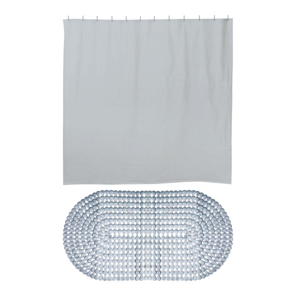 JUEGO DE CORTINA Y TAPETE PARA BAÑO