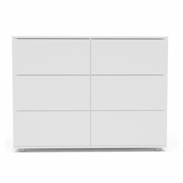 MOBI CÓMODA DE MADERA MODELO CRETA COLOR BLANCO LARGO 120 CM 6 CAJONES RECÁMARA
