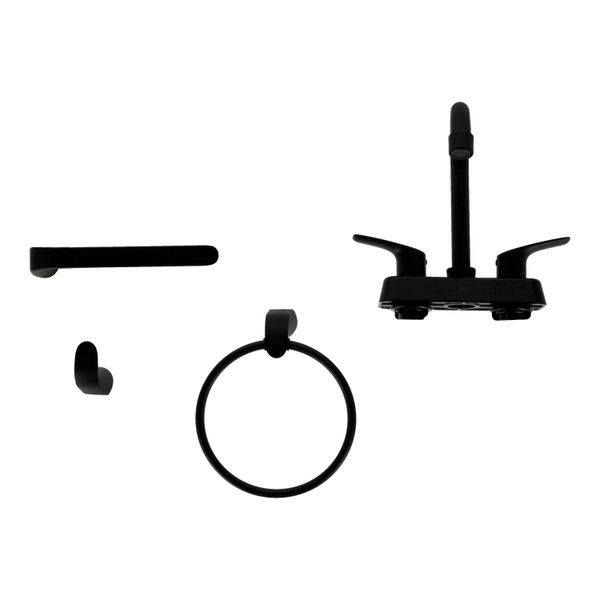 JUEGO PARA BAÑO 4 PZAS (MEZC MAS 3 ACC) NEGRO MATE