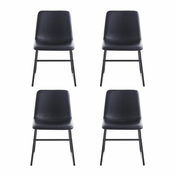 SET SILLAS DE COMEDOR ECOCUERO NEGRO