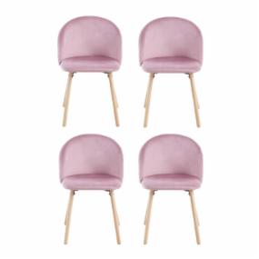 SET 4 SILLAS DE COMEDOR TAPIZADAS ROSA