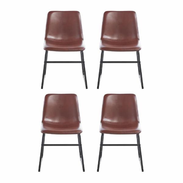 SET SILLAS DE COMEDOR ECOCUERO MARRÓN