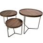 KIT DE MESAS LATERALES DE METAL CON CUBIERTA DE MELAMINA COLO CAFÉ