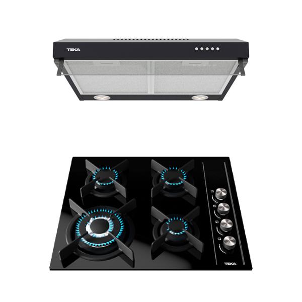 COMBO TEKA PARRILLA A GAS CRYSTAL Y CAMPANA NEGRA 60 CM