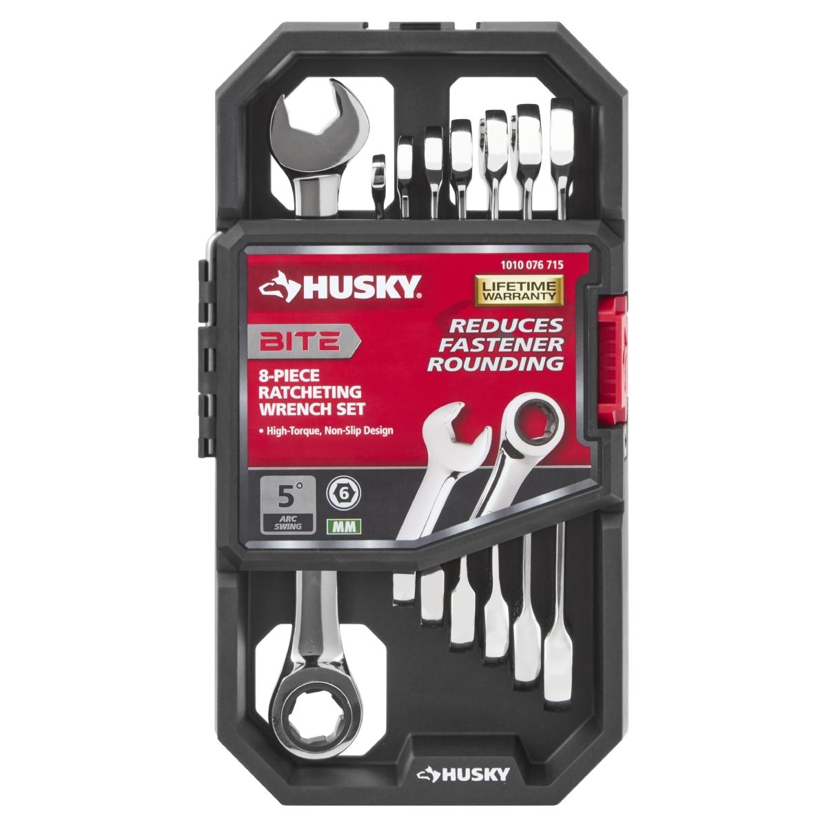 Juego de llaves combinadas con matraca husky bite 8 piezas mm
