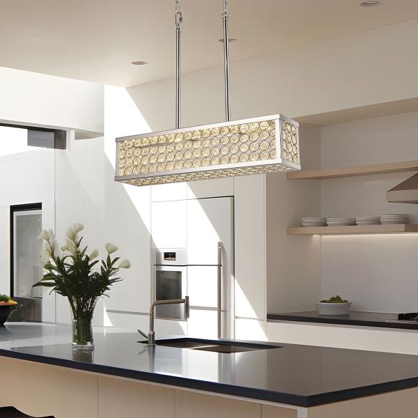 LÁMPARA COLGANTE MODERNO ADELINE METAL PLATA BRILLANTE 1 LUZ LED