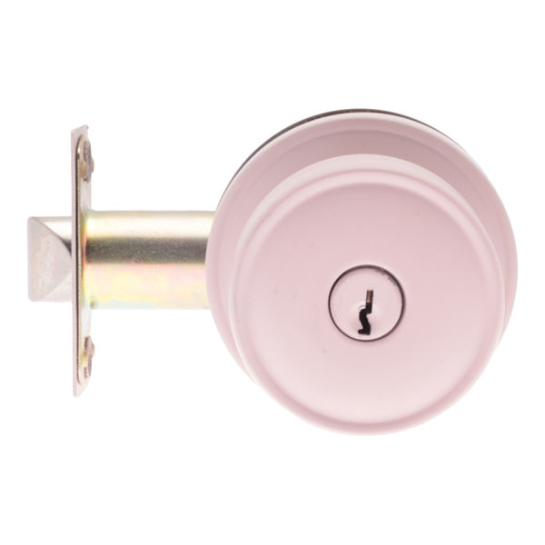 CERRADURA POMO BOLA 7 X 6.5 CM METAL ROSA MATE