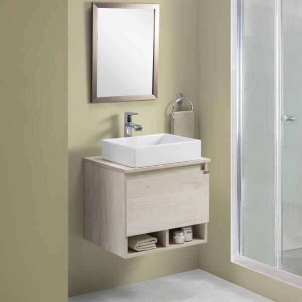 MUEBLE PARA BAÑO FLOTANTE GRECO 20" BEIGE MDP CON LAVABO