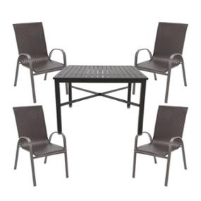 stylewell combo juego de jardin mesa y sillas café ratan