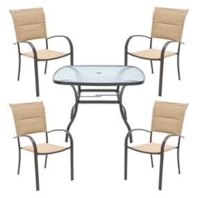 stylewell combo juego de jardin mesa cristal y sillas acojin