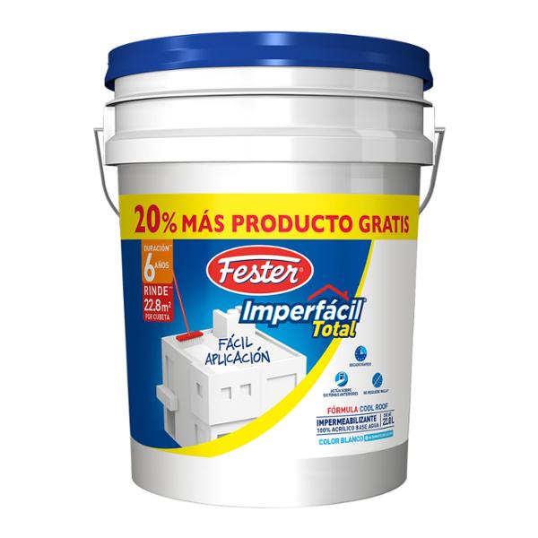 IMPERMEABILIZANTE ACRÍLICO IMPERFÁCIL TOTAL 6 AÑOS BLANCO 22.8 L
