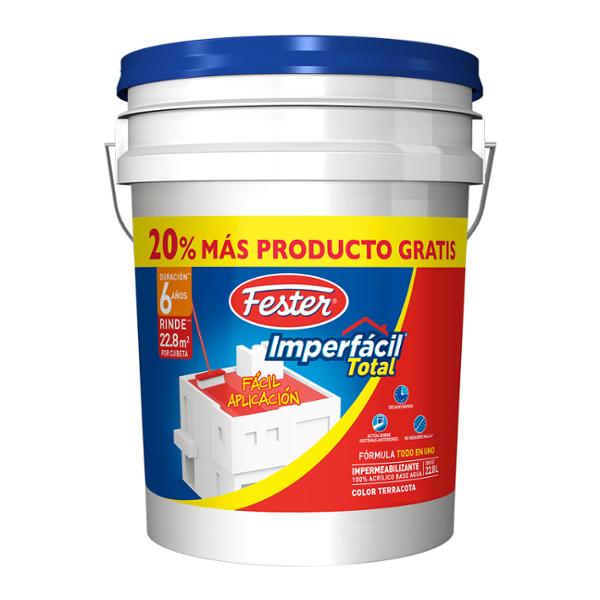 IMPERMEABILIZANTE ACRÍLICO IMPERFÁCIL TOTAL 6 AÑOS TERRACOTA 22.8 L