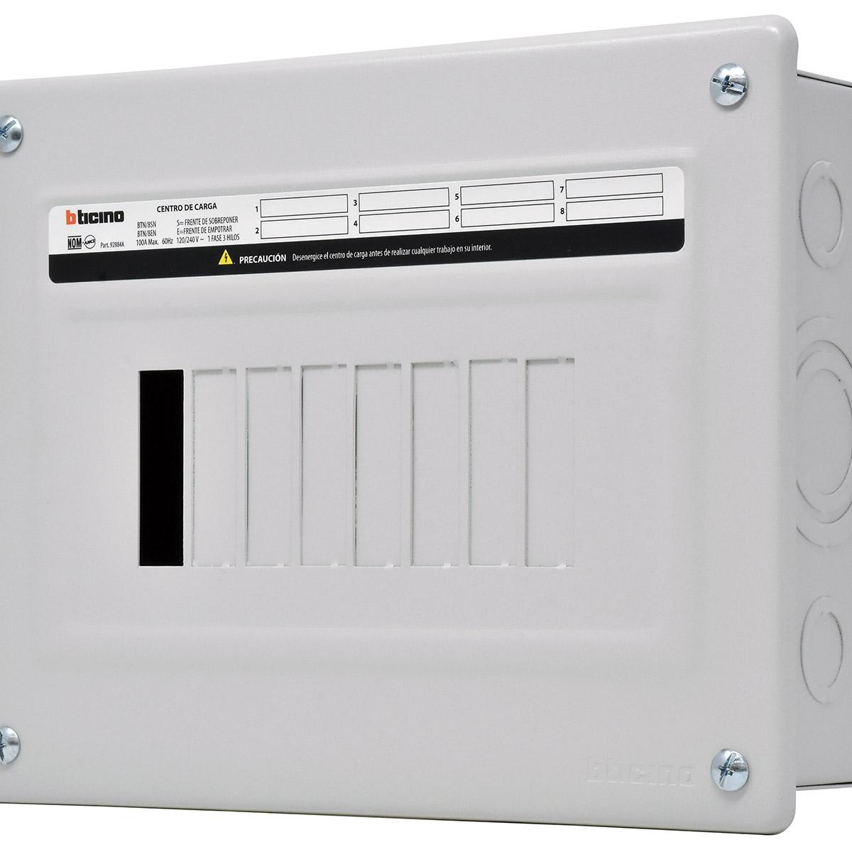 Centro de carga de 8 polos 100a 120/240v 1f3h 10ka para empotrar (uso doméstico)