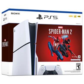 sony consola playstation 5 slim con videojuego spider-man 2 1tb unidad óptica blu-ray 4k. color blanco.