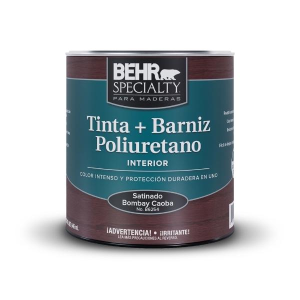 TINTA Y BARNIZ BASE AGUA SAT BOMBAY CAOBA B6254 QT