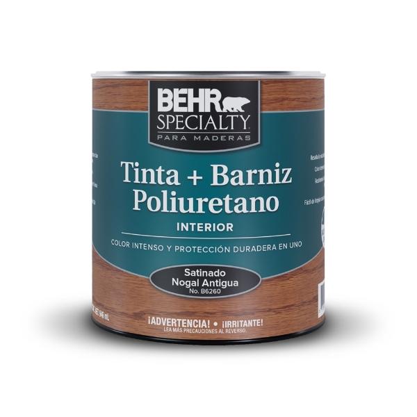 TINTA Y BARNIZ BASE AGUA SAT NOGAL ANTIGUA B6260 QT