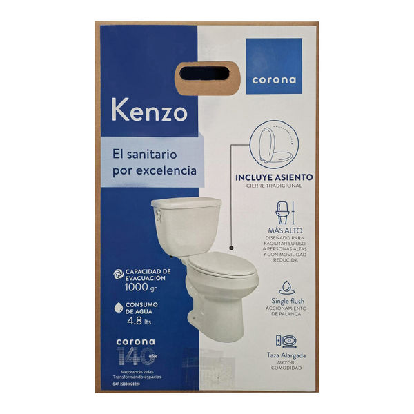 SANITARIO TIPO ALARGADO WC KENZO SF 4.8L ADA HUESO | The Home Depot ...