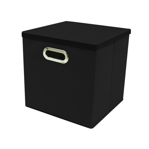 GAVETA CUBO PLEGABLE CON TAPA NEGRO / GRIS