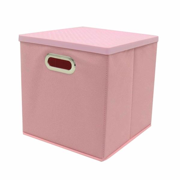 GAVETA CUBO PLEGABLE CON TAPA ROSA / LILA