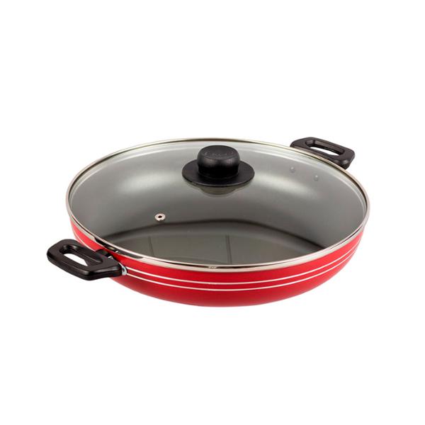 ARROCERA EKCO DE 30 CM ROJO CON TAPA DE VIDRIO