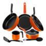 BATERÍA DE COCINA ANTIADHERENTE EKCO NARANJA 7PZAS