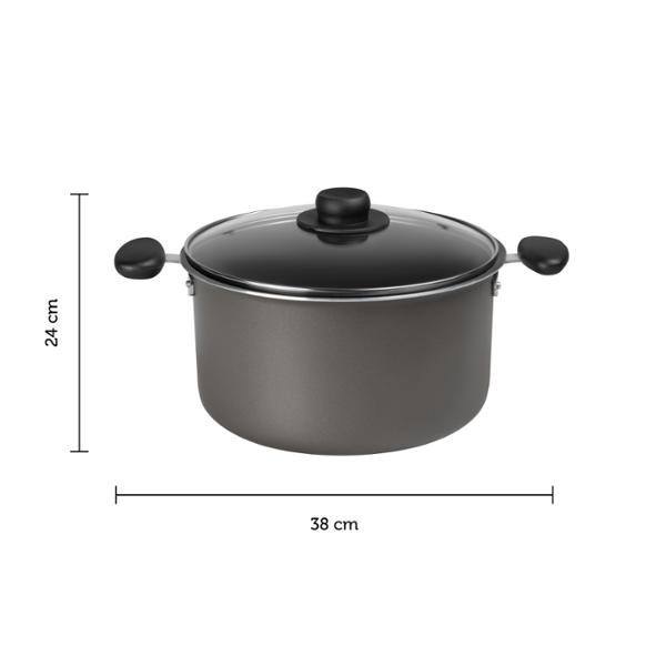 OLLA DE ALUMINIO EKCO 24 CM CON TAPA DE CRISTAL
