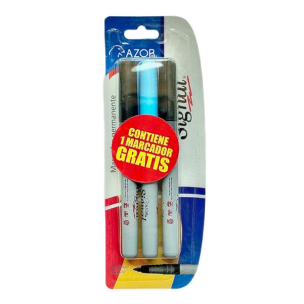 MARCADOR PERMANENTE NEGRO PUNTA FINA 2 PACK