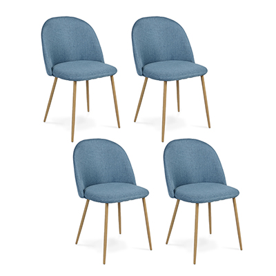 SET DE SILLAS DE METAL 56X46X77CM AZUL 4 PIEZAS