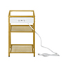 MESA AUXILIAR DORADO CON PUERTOS USB 30X34X58CM ORO