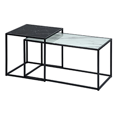 homemake juego de mesa de centro rectangular de marmoleado vidrio en negro y blanco