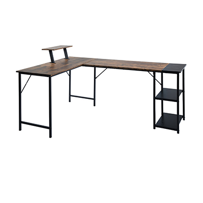 ESCRITORIO PARA COMPUTADORA 168X120X74CM MARRON Y NEGRO
