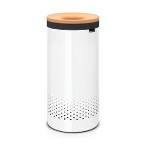BOTE ROPA BLANCO CON TAPA CORCHO 35L ACERO BRABANTIA