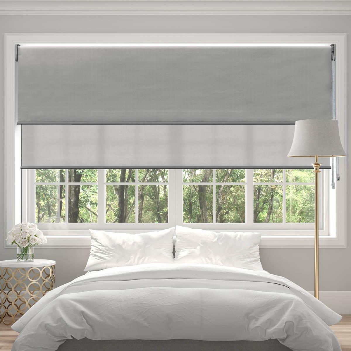 Persiana enrollable dúo de poliéster 120 x 200 cm gris