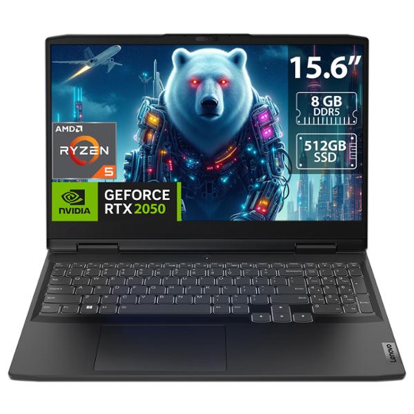 LAPTOP LENOVO IDEAPAD GAMING 3 RYZEN 5 7535HS 8GB SSD DE 512GB NVIDIA GEFORCE RTX 2050 INGLÉS