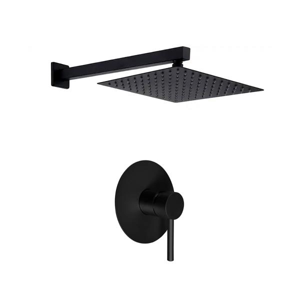 Foset Monomando Para Regadera Negro Mate Juego Manerales Palanca