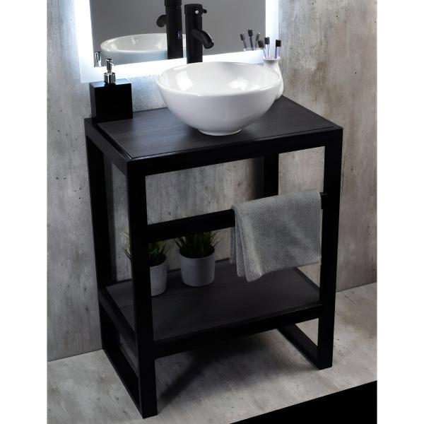 MUEBLE PARA BAÑO DE PISO INDI GLOBIE 24" NEGRO ACERO CON LAVABO Y MONOMANDO