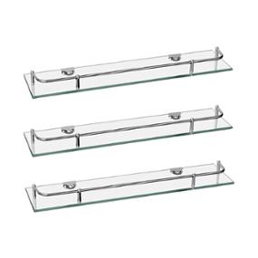 PAQUETE DE 3 REPISAS RECTAS VIDRIO CON SOPORTES AC 027 3 PACK